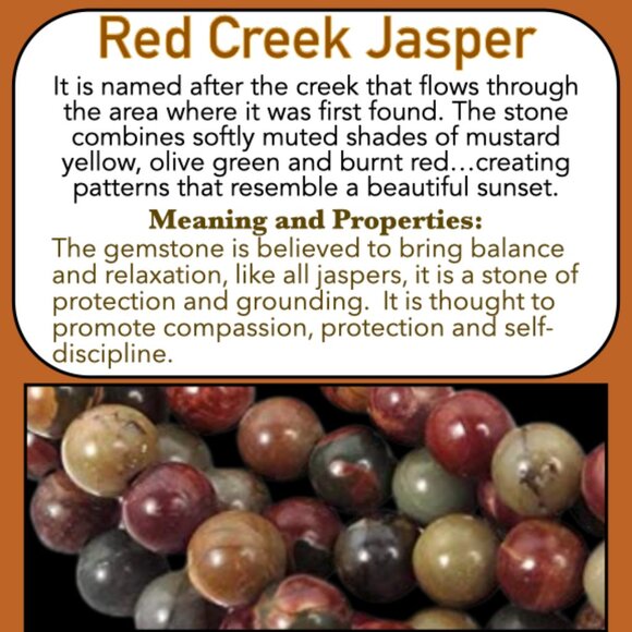 Red Creek Jasper Gemstone Necklace with Gold Wheel Beads & Lobster Claw Clasp - Picture 4 of 8